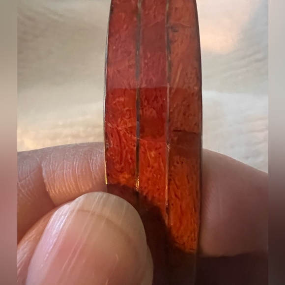 Rare Vintage Goldtone n Red Coral Bangle - Picture 5 of 7